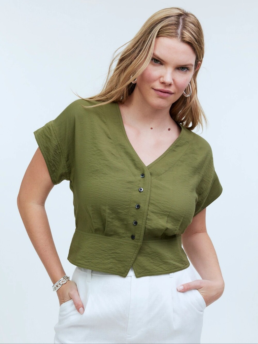 Madewell Pleated Short-Sleeve Top